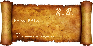 Makó Béla névjegykártya